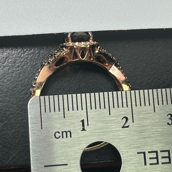 LeVian 14K Strawberry Rose Gold Smoky Quartz and Chocolate Vanilla Diamonds Ring - Picture 7 of 9